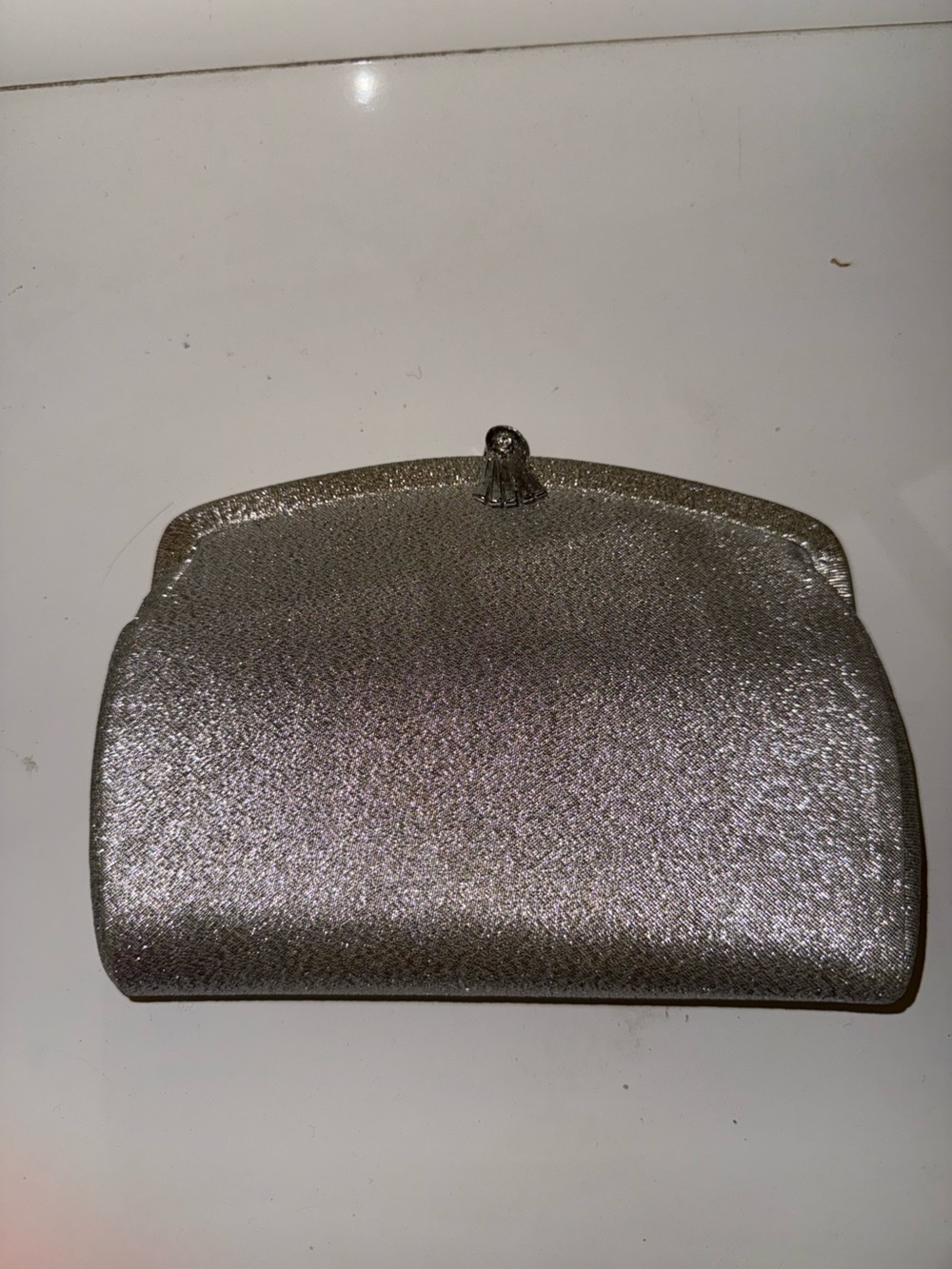 Metallic Silver Evening Clutch Bag